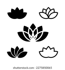 Lotus icon set in solid black trendy design style. Editable graphic resources for many purposes.