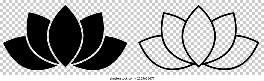 Lotus icon set. Vector illustration isolated on transparent background
