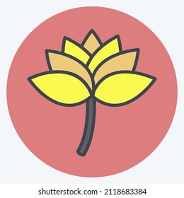 Lotus Icon in trendy color mate style isolated on soft blue background