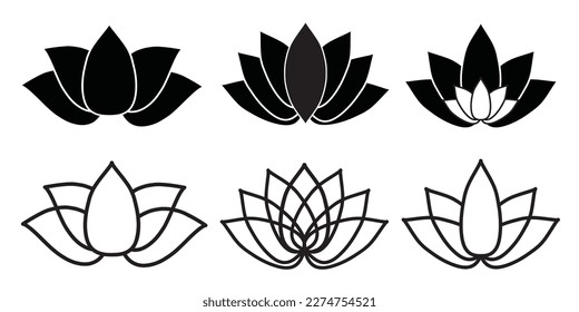 Lotus icon vector collection, illustration logo template in trendy style.