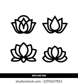 Plantilla de logotipo de ilustración vectorial de icono de Lotus para muchos fines. Aislado sobre fondo blanco.