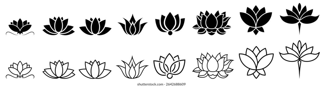 Lotus icon vector set. Harmony illustration sign collection. Buddha flower symbol.