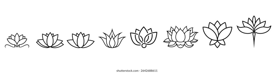 Lotus icon vector set. Harmony illustration sign collection. Buddha flower symbol.