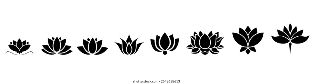 Lotus icon vector set. Harmony illustration sign collection. Buddha flower symbol.