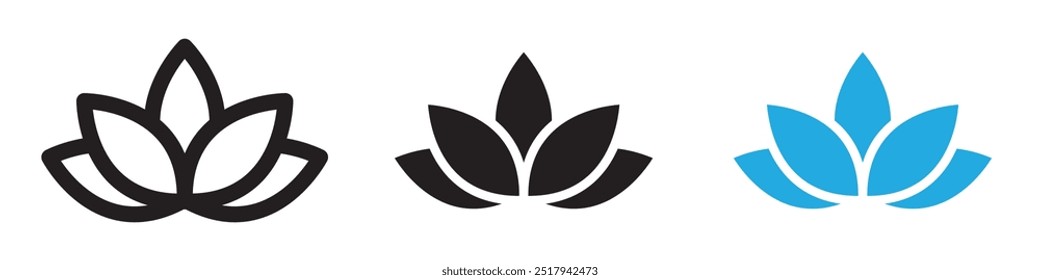 Lotus icon vector set illustration