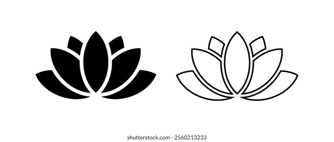 Lotus icons set collection vector Illustration, Wellness spa sign, Set of SPA Related Vector Line Icons. Contains such Icons as Massage, Candle, Sauna, meditation