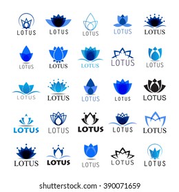 Lotus Icons Set - Isolated On White Background - Vector illustration, Graphic Design. For Web, Websites, Print, Presentation Templates, Mobile Applications And Promotional Materials