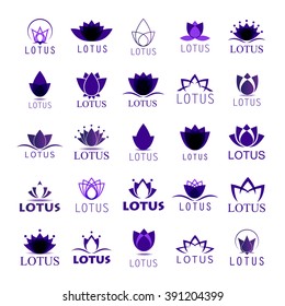 Lotus Icons Set - Isolated On White Background - Vector illustration, Graphic Design. For Web, Websites, Print, Presentation Templates, Mobile Applications And Promotional Materials