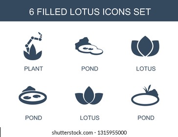 lotus icons. Trendy 6 lotus icons. Contain icons such as plant, pond. lotus icon for web and mobile.
