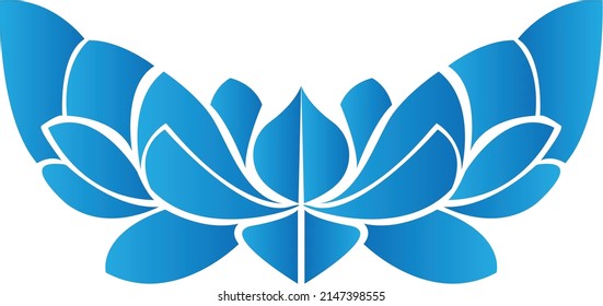 Lotus Illustration with blue gradient. Flower vector art. Abstract blue flowers. Flower petals.