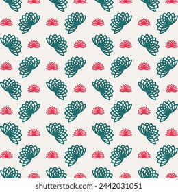 Lotus impressive trendy multicolor repeating pattern vector illustration background