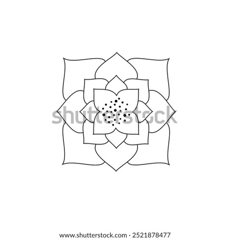 Lotus Leaf Flower Petal Coloring Mandala Art Simple Graphic Shape Vector Floral Oriental Outline Vintage Decorative Elements Pattern Illustration Islam Arabic Indian Turkish Mystic Religion Morals Lot