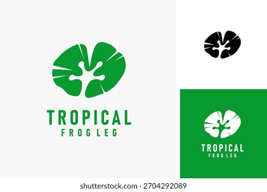 Lotus leaf and frog leg for tropical logo symbol icon design