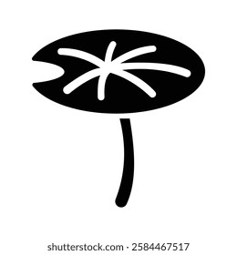 Lotus Leaf Icon Black and White Vector Graphic