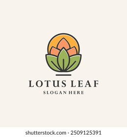Lotus leaf Logo Design vector Template