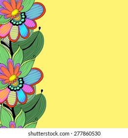 Lotus with leaves. Abstract seamless pattern with colorful flowers lily