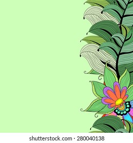 Lotus with leaves. Abstract seamless pattern with colorful flowers lily