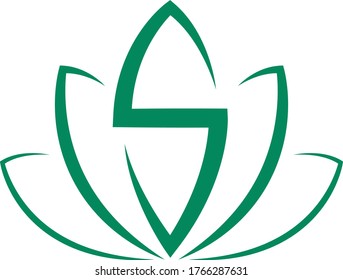 Lotus with letter S as a symbol, icon, logo design for yoga, meditation group or business related. scalable and editable vector format.