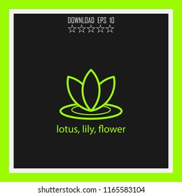 lotus, lily, flower vector icon