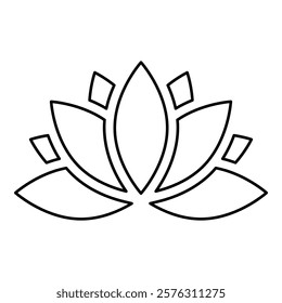 Lotus lily water flower contour outline line icon black color vector illustration image thin flat style