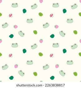 Lotus Lilypad Frog Seamless Pattern