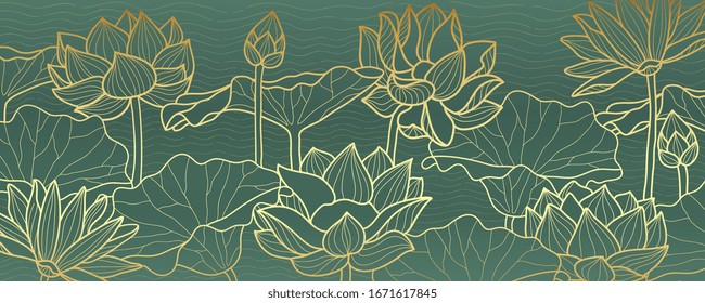 lotus line arts luxury wallpaper design for fabric, prints and background texture, Vector illustration.