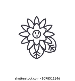 Lotus line icon concept. Lotus flat vector sign, symbol, illustration.