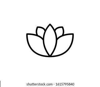 Lotus line icon. High quality outline symbol for web design or mobile app. Thin line sign for design logo. Black outline pictogram on white background