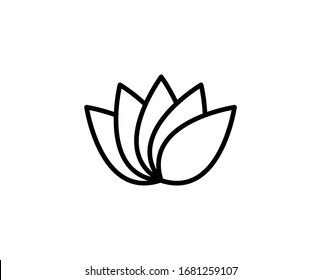 Lotus line icon. High quality outline symbol for web design or mobile app. Thin line sign for design logo. Black outline pictogram on white background