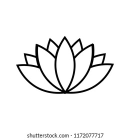 Lotus line icon isolated on white background. Lily icon. Lotus abstract icon in black. Vector illustration for graphic design, Web, UI, app