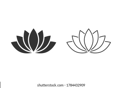 Lotus line icon set or Harmony icon on white. Vector