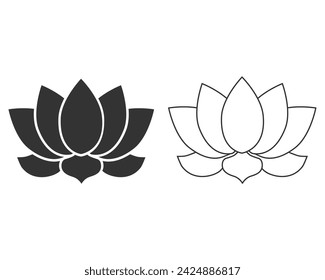 Lotus line icon set or Harmony flat sign vector
