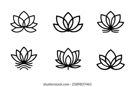 Lotus line icon set. lotus vector icon.