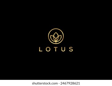 Lotus line Logo Design. Lotus Flower Logo Vector. Lotus Spa Logo Template