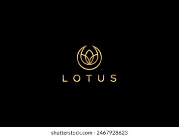 Lotus line Logo Design. Lotus Flower Logo Vector. Lotus Spa Logo Template