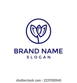 plantilla vectorial de diseño de logotipo de línea de loto