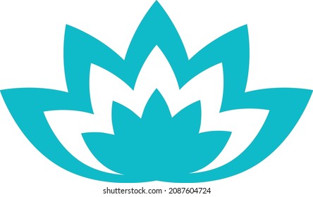Lotus logo. Blue abstract flower. Beauty and wellness symbol