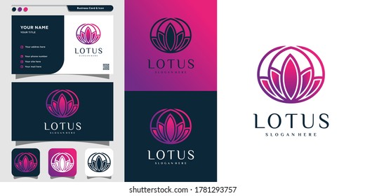Lotus logo   business card template  gradient  modern  unique  spa  beauty  health  Premium Vector