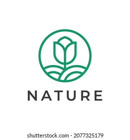 Lotus logo with circle monoline in circle