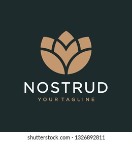 Lotus logo design concept. universal lotus design.  Elegant premium linear vector logotype symbol.