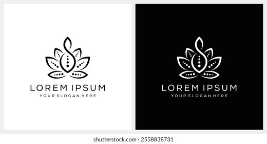 lotus logo design, floral flower symbol vector, leaf natural graphic concept