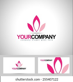 Lotus Logo Design. Flower logo concept. Creative flower petals design with business card template