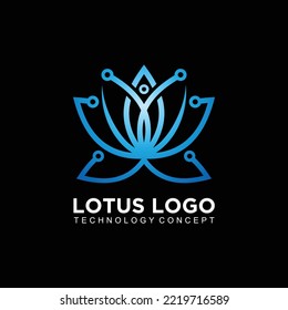  Lotus logo design with technology concept
