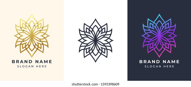 lotus logo design template, flower logo brand in 3 color
