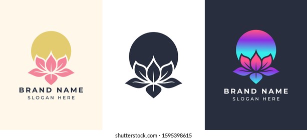 lotus logo design template, flower logo brand in 3 color