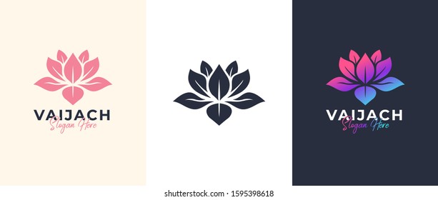 lotus logo design template, flower logo brand in 3 color