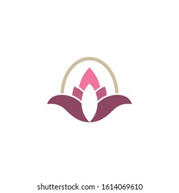 lotus logo design vector with beautiful flower element template