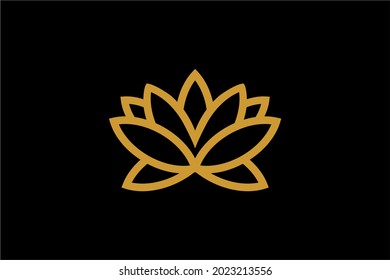 Vector de diseño de logotipo de Lotus. Hermoso símbolo de ilustración floral. Iconos vectores de plantas, flores y hojas. Diseño del logotipo de la línea Lotus.