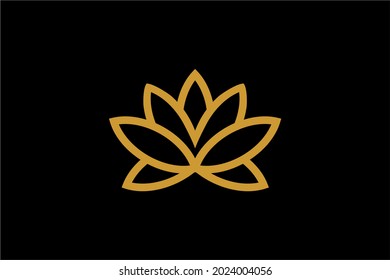 Lotus logo design vector. Beautiful flower illustration symbol. Plant, flower, and leaf vector icons. Lotus line logo design.