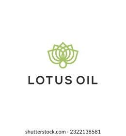 lotus logo flower with oil water droplet icon vector illustration design	